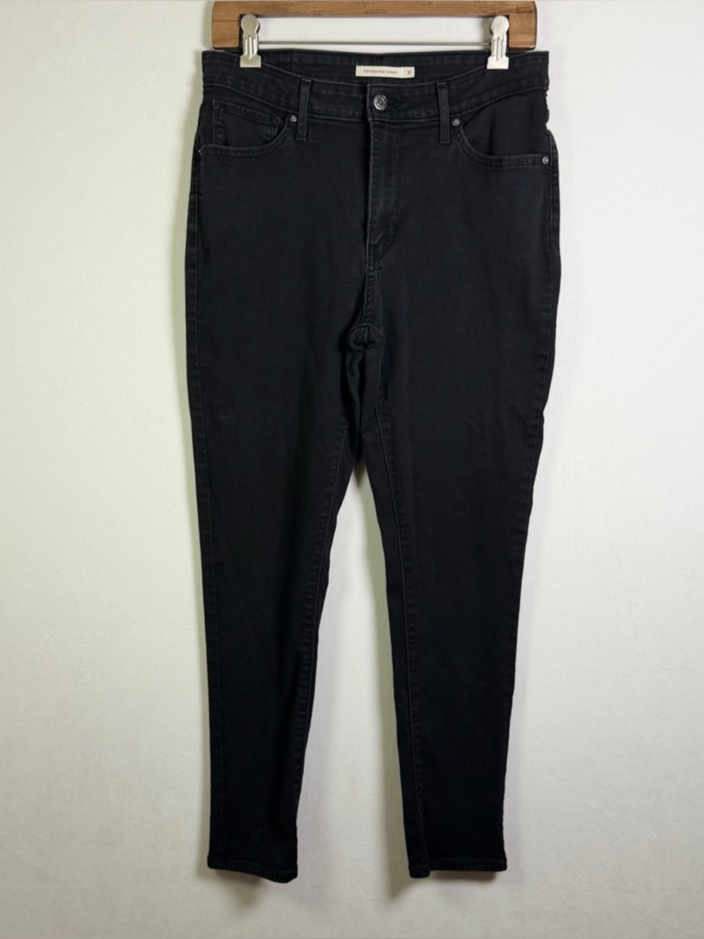 Levi’s 721 Womens Skinny Jeans Black Wash Stretch Denim Sz 31x28 Classic - Picture 2 of 10